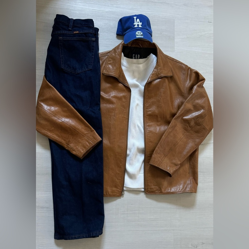 Mens Gap Vintage Leather Jacket Outfit